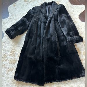 Vintage 1940s Black Fur Swing Coat